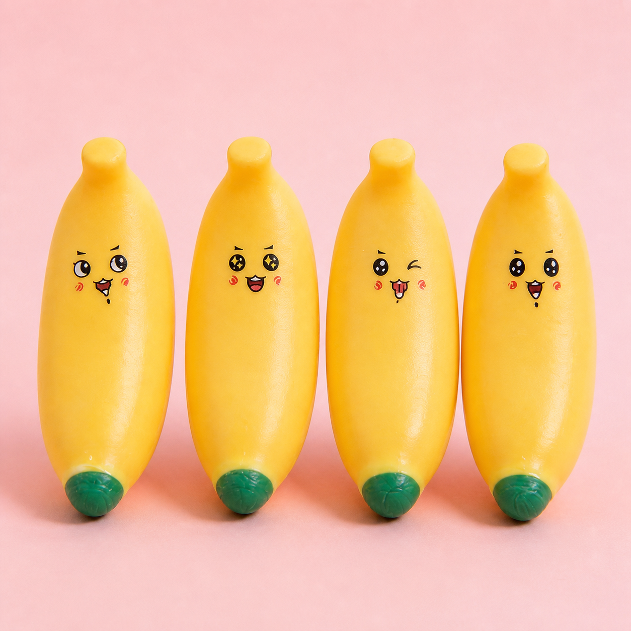 Assorted smiley banana sensory squishy designs