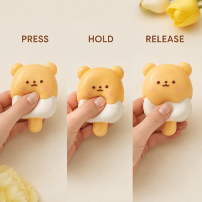 Bear Ice-Cream TPR Sensory Squeeze Toy press hold release demonstration
