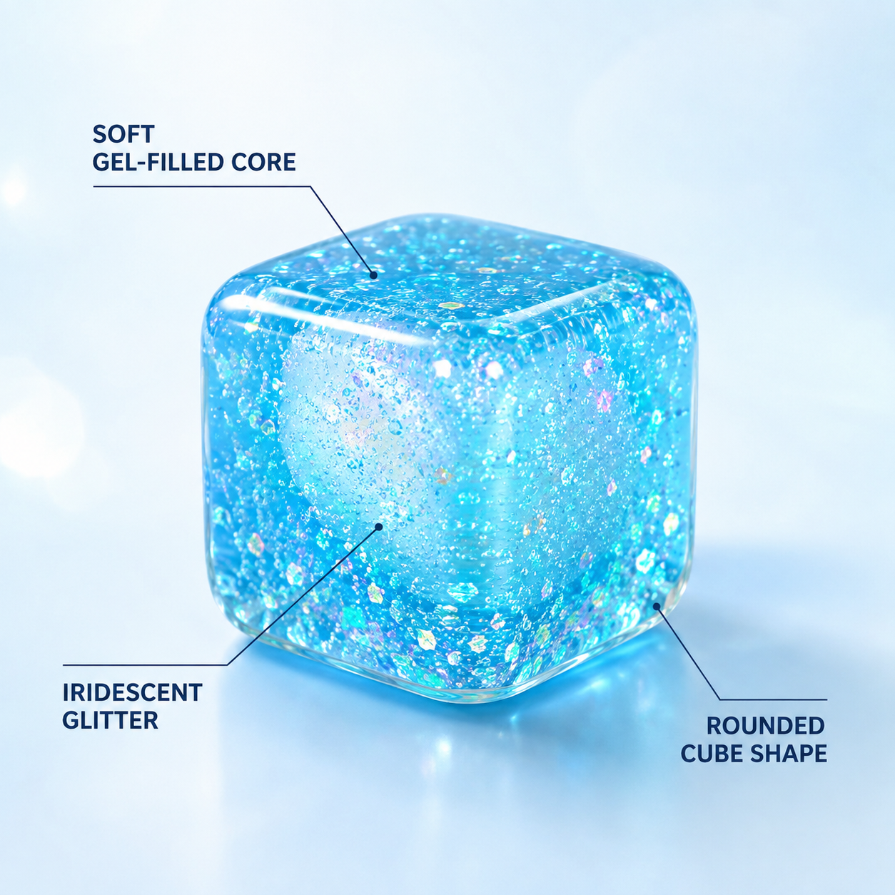 Blue aurora gel cube visible product features