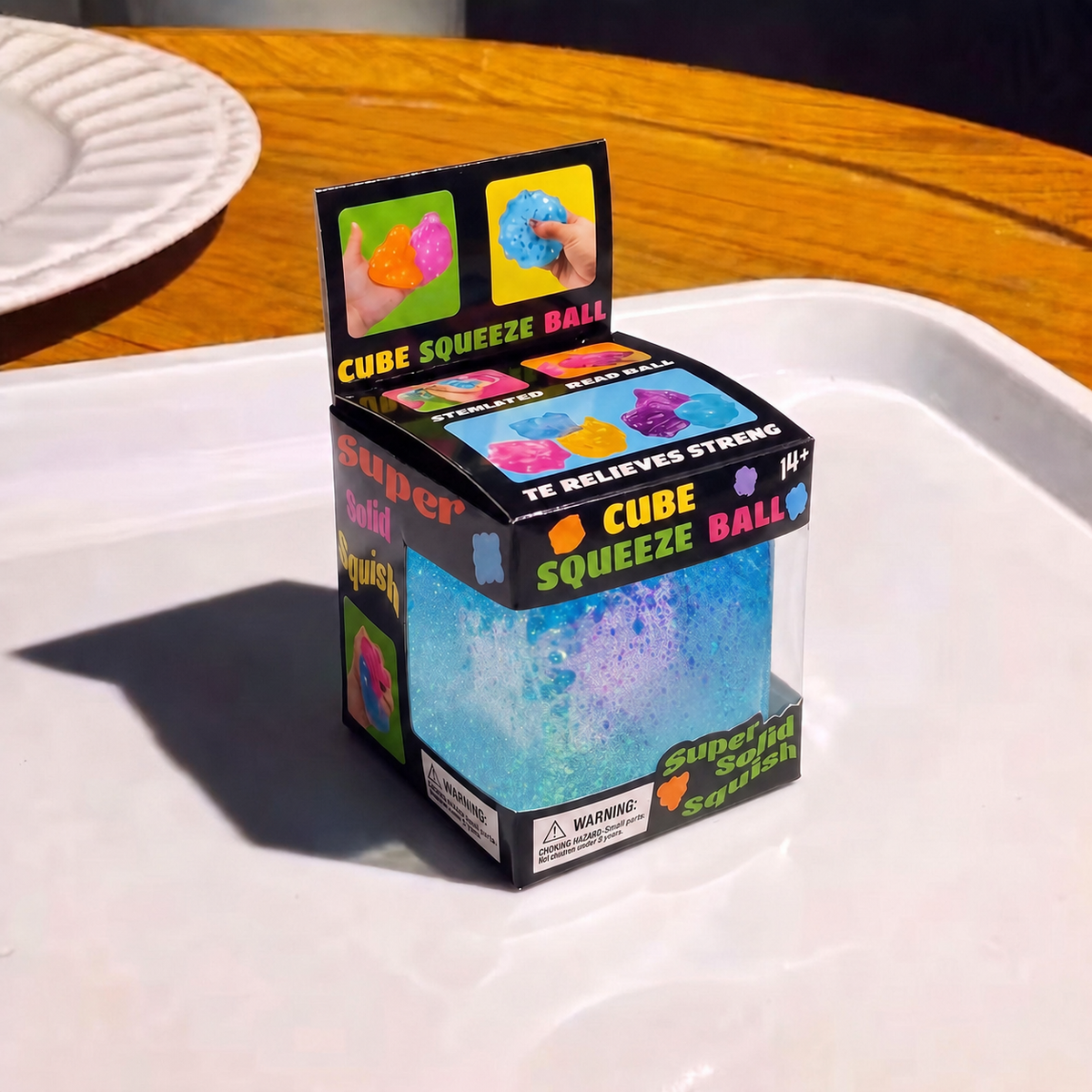 Boxed Aurora Cube Gel Squishy – 5 cm - Blue