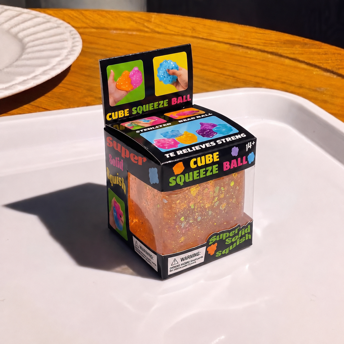 Boxed Aurora Cube Gel Squishy – 5 cm - Orange