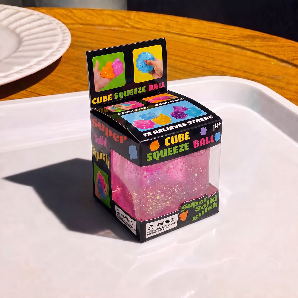 Boxed Aurora Cube Gel Squishy – 5 cm - Pink