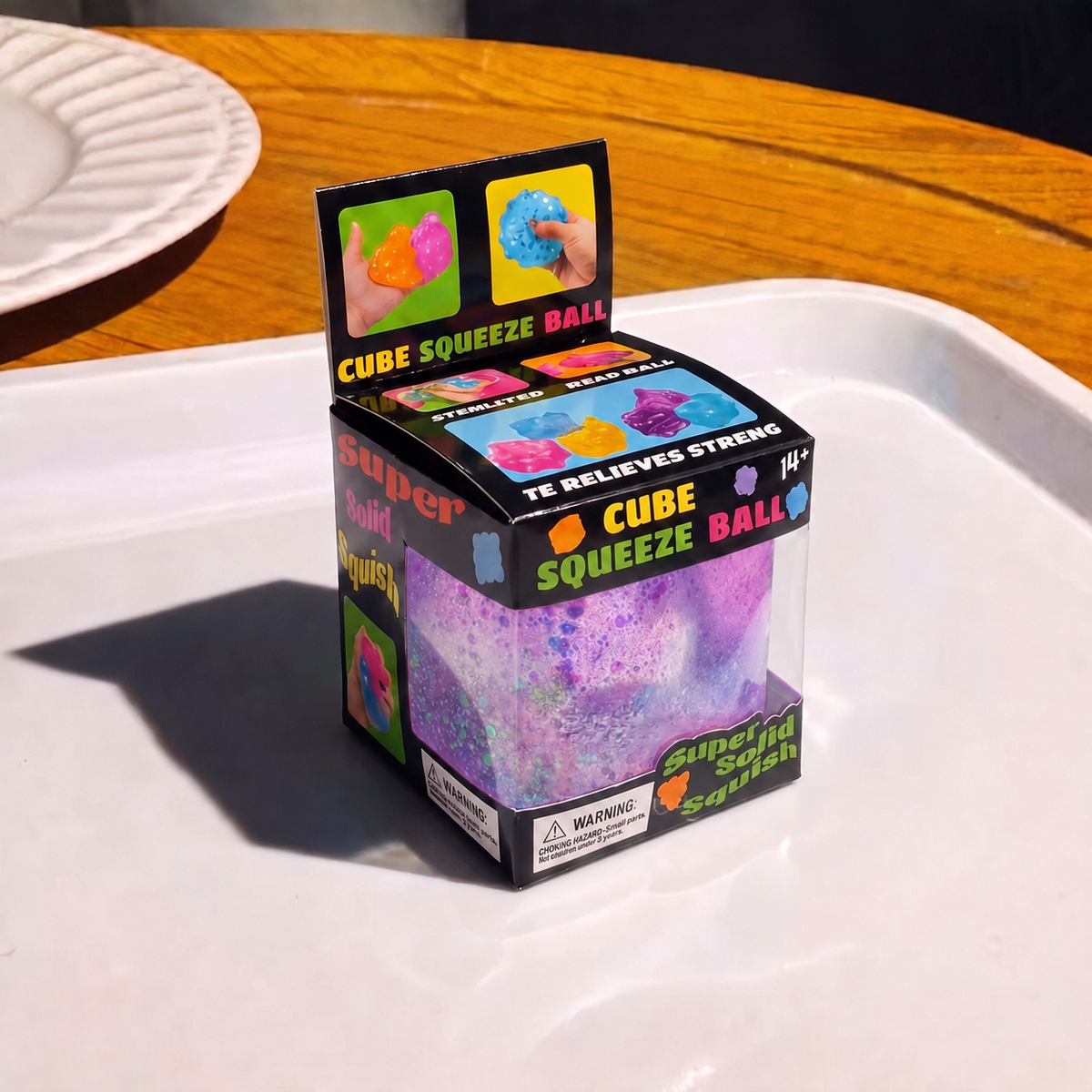 Boxed Aurora Cube Gel Squishy – 5 cm - Purple