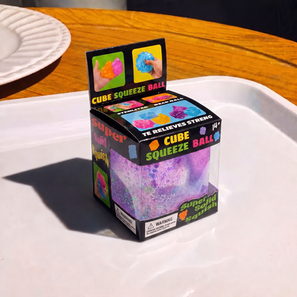 Boxed Aurora Cube Gel Squishy – 5 cm - Purple