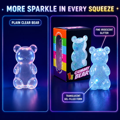 Glitter gummy bear squeeze toy comparison