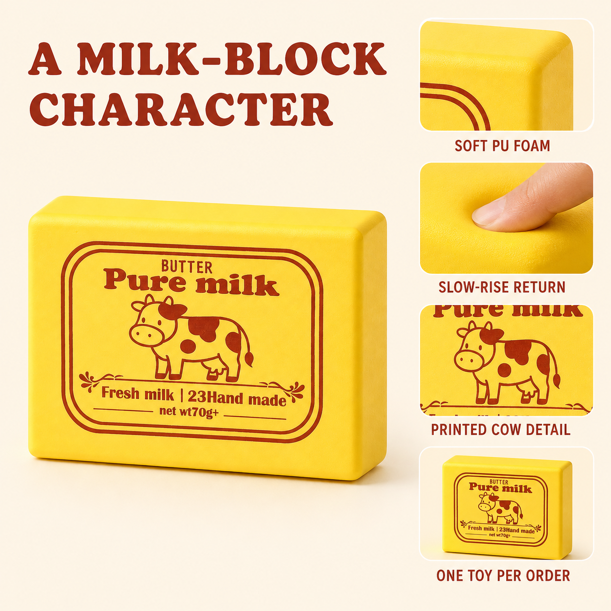 Butter milk block squishy product features