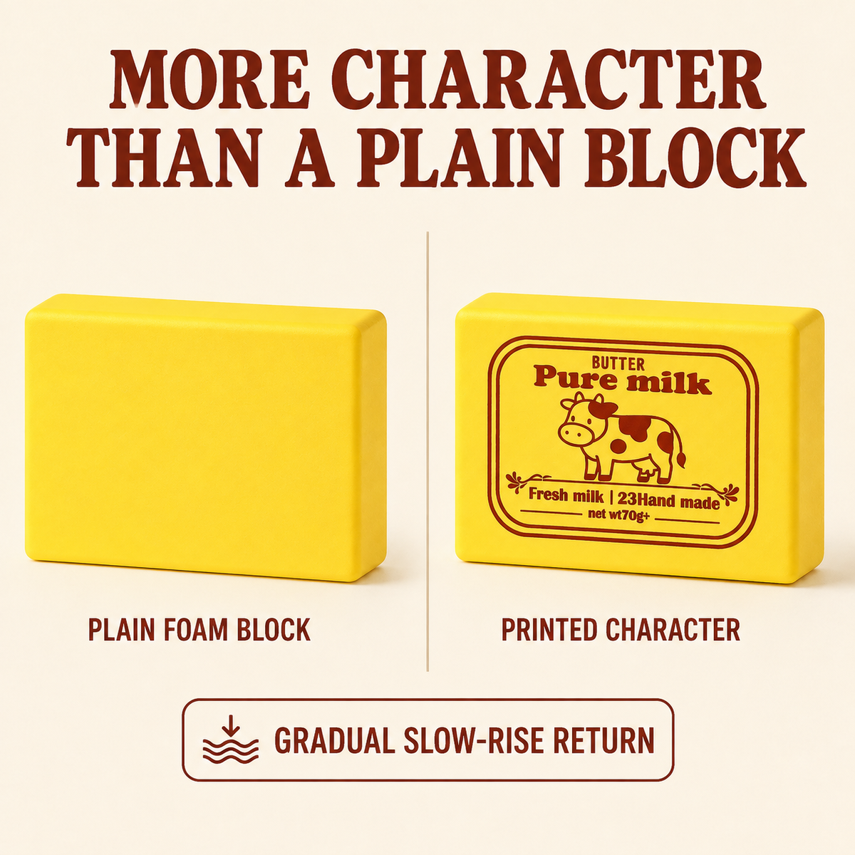 Butter milk block squishy feature comparison