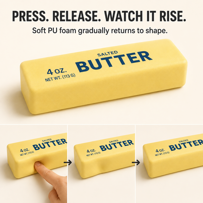 Butter stick slow-rise squishy press release and rise action guide