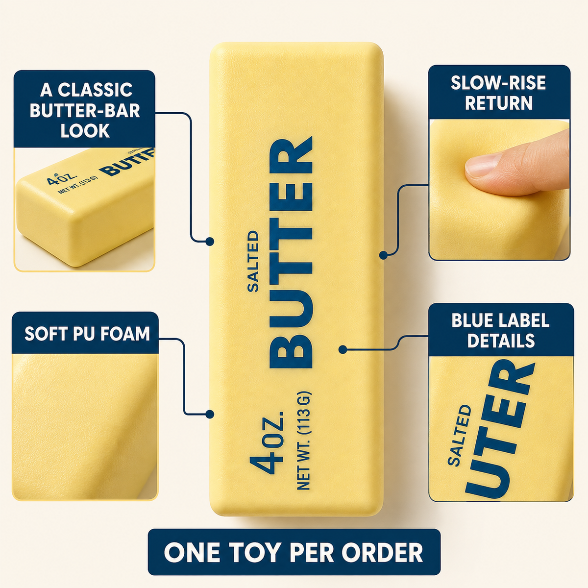 Butter stick slow-rise squishy product features
