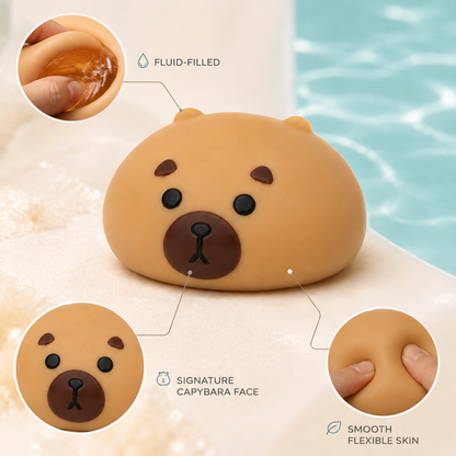 Capybara fluid-filled sensory squeeze toy features