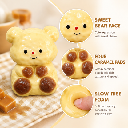 Caramel bear face four caramel pads and slow-rise foam details