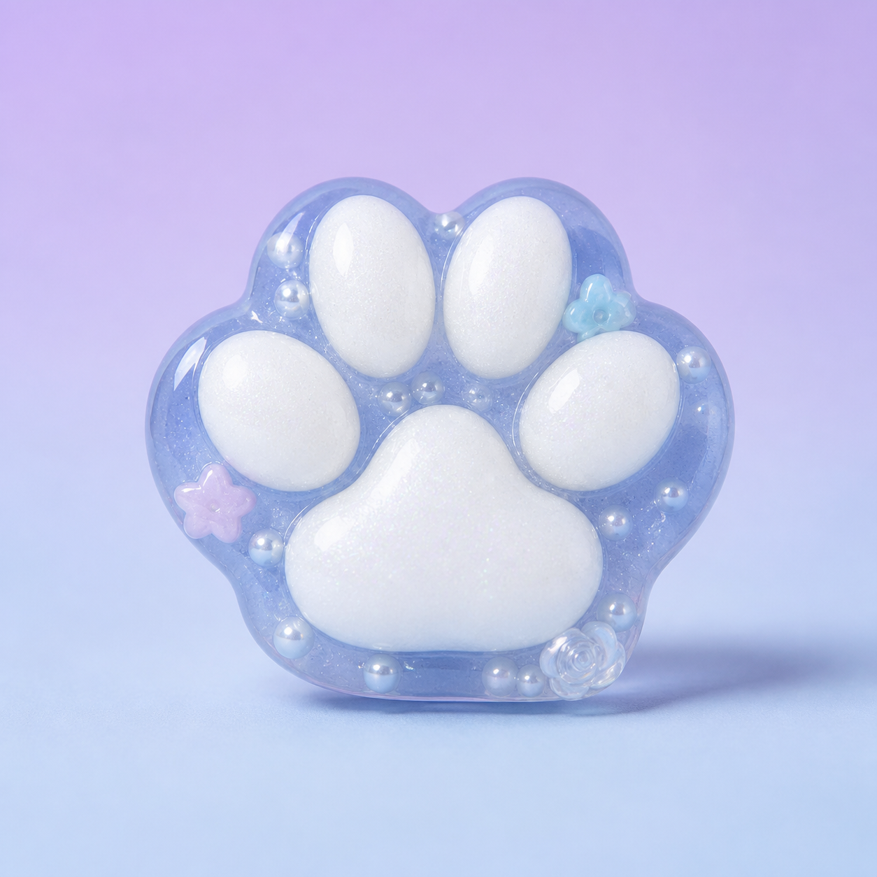 Translucent blue and white cat paw squishy