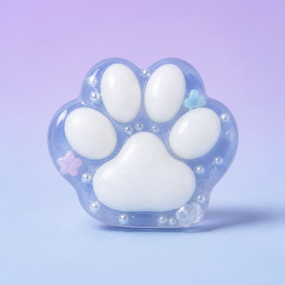 Translucent blue and white cat paw squishy