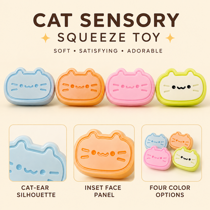 Four cheese-cat color options with cat-ear silhouette and inset face