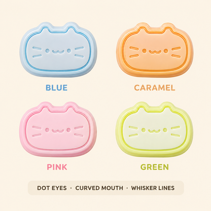 Blue caramel pink and green cheese-cat color guide