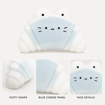 Sea salt cheese croissant puffy shape blue panel and face details