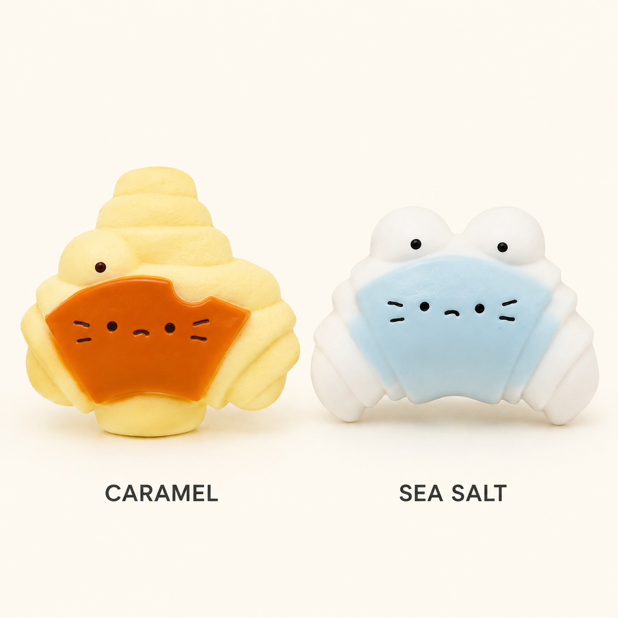Caramel and sea salt cheese croissant squeeze toy variants