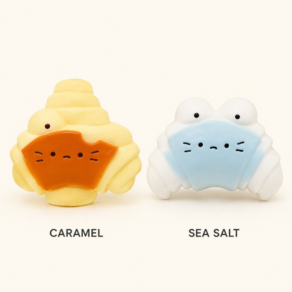 Caramel and sea salt cheese croissant squeeze toy variants