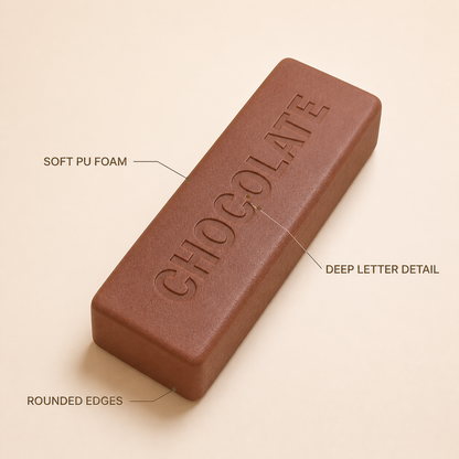 Chocolate letter bar squishy visible product features