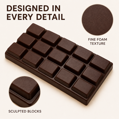 Chocolate slab squishy foam texture and sculpted block details