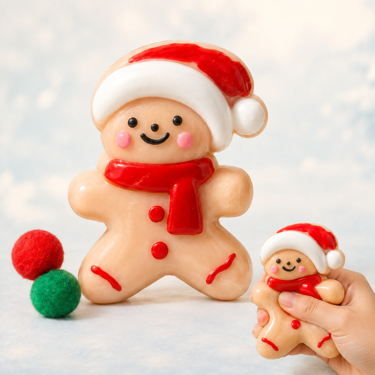 Christmas Gingerbread Person Sensory Squeeze Toy hero with integrated hand squeeze