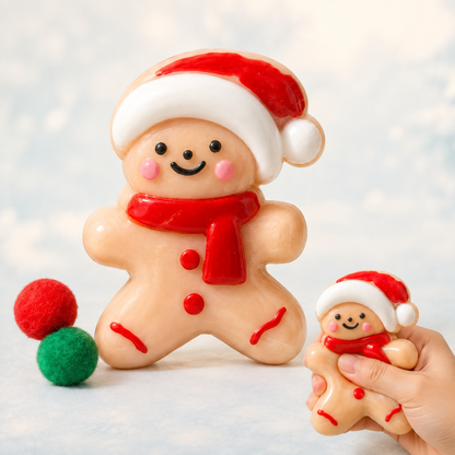 Christmas Gingerbread Person Sensory Squeeze Toy hero with integrated hand squeeze