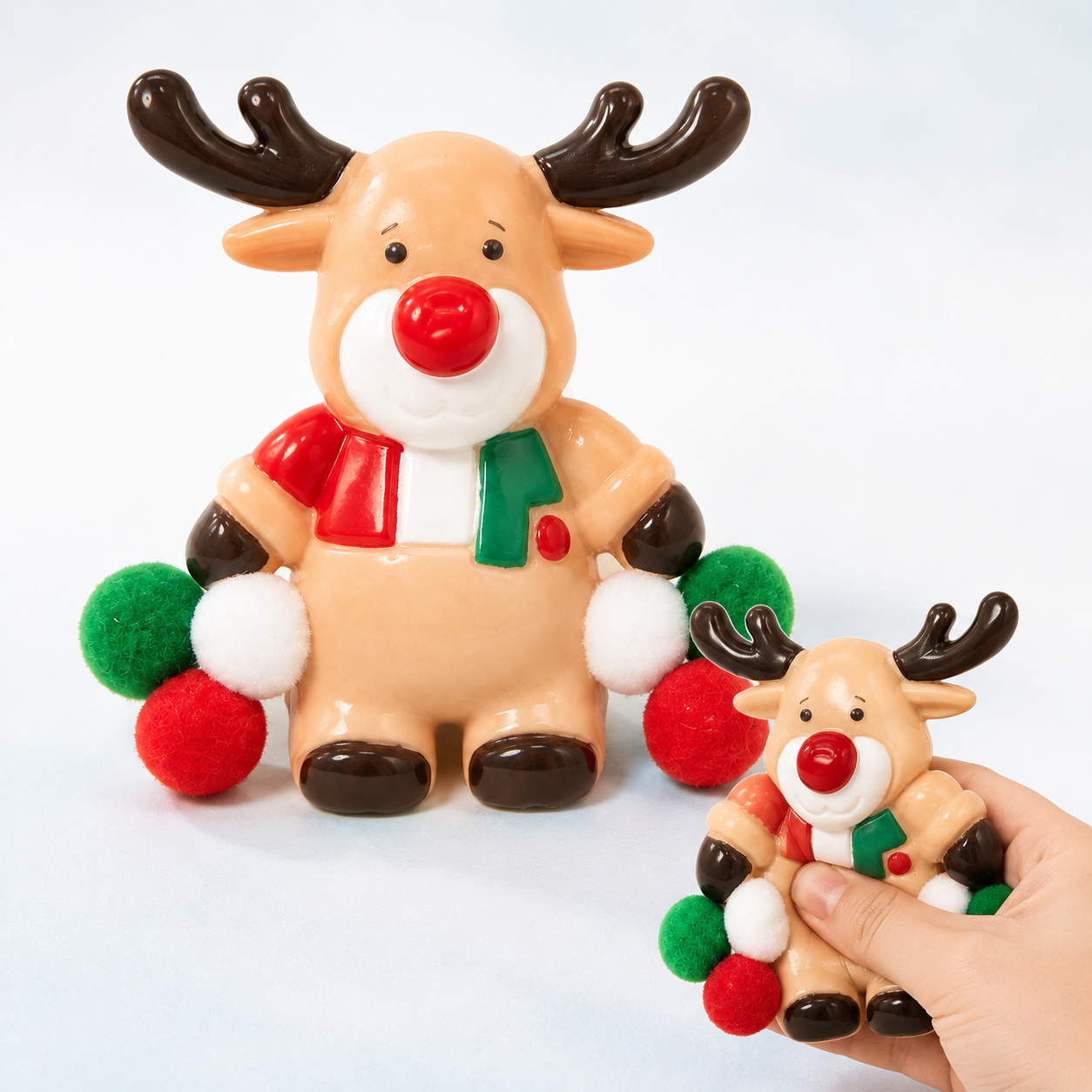 Christmas Reindeer Sensory Squeeze Toy hero with integrated hand squeeze