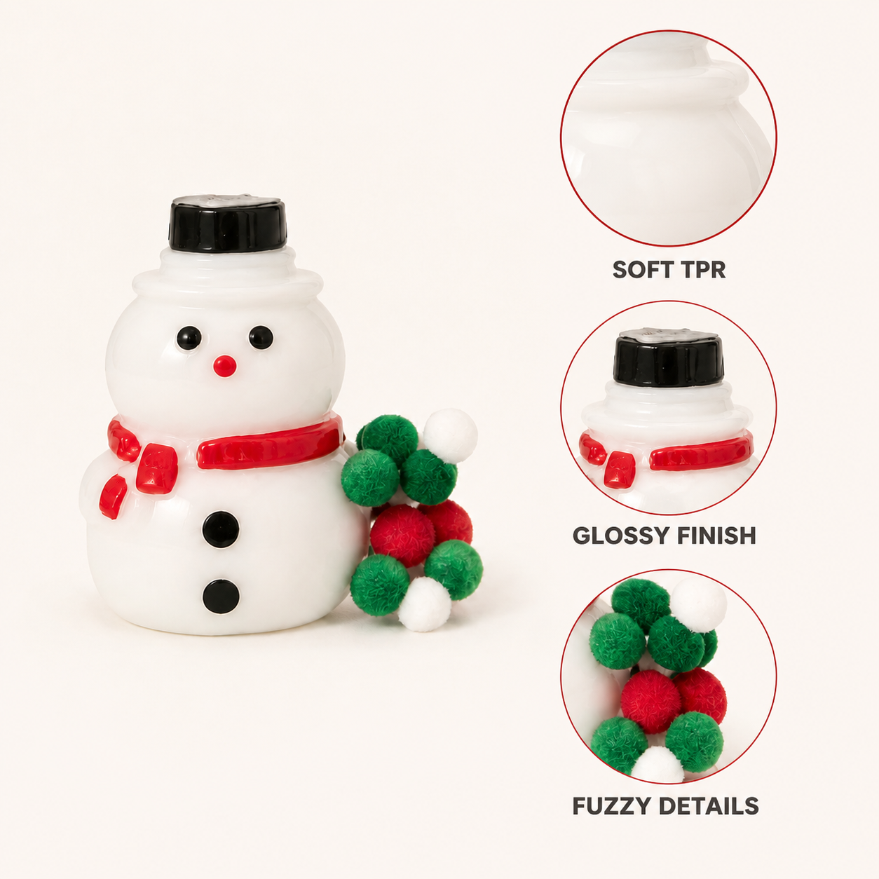 Christmas Snowman Sensory Squeeze Toy material and detail features