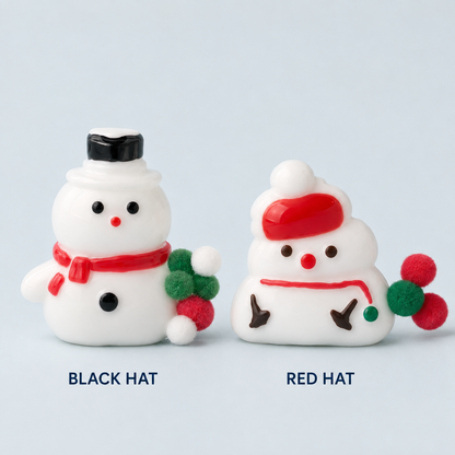 Christmas Snowman Sensory Squeeze Toy Black Hat and Red Hat variant comparison