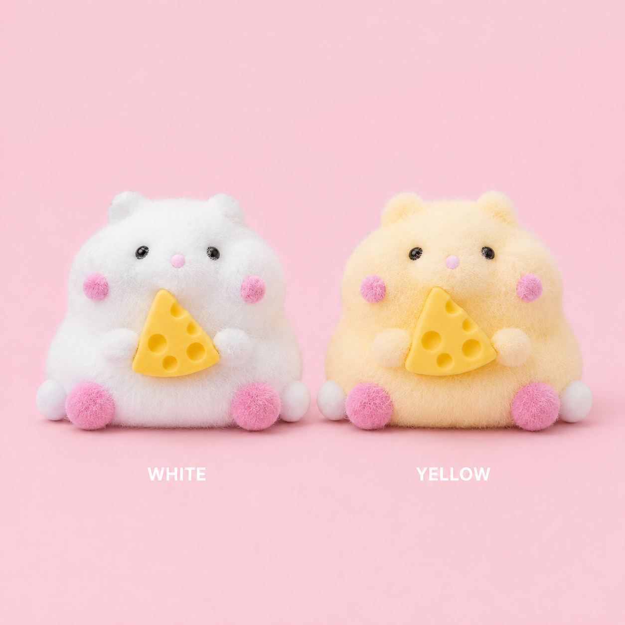 White and yellow chubby hamster sensory squeeze toy variants