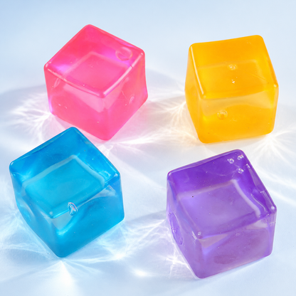 Assorted transparent 5 cm cube squishy toys