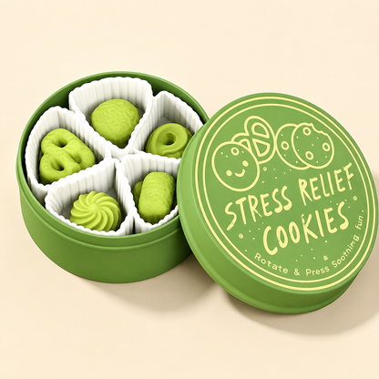 Cookie press-and-spin toy; one complete toy per selected colour