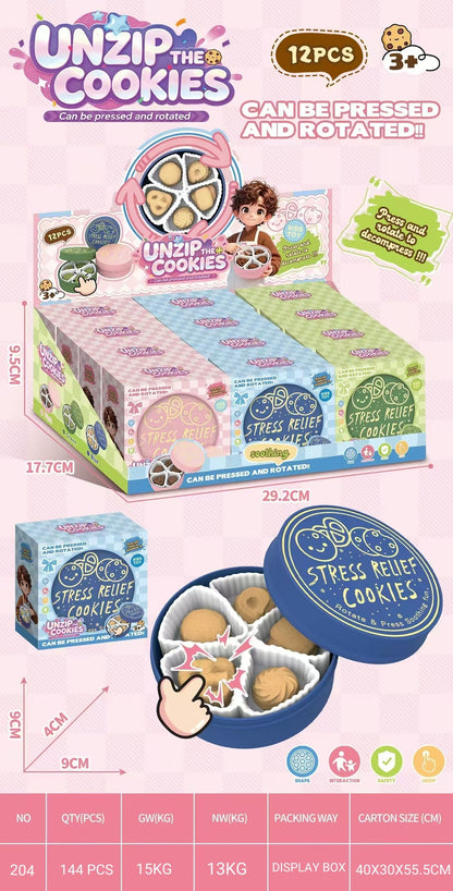 Cookie press-and-spin toy; one complete toy per selected colour