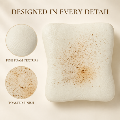 Cream-cheese toast squishy foam texture and toasted speckle details