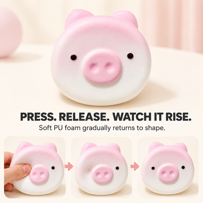 Cute pig slow-rise squishy press release and rise action guide