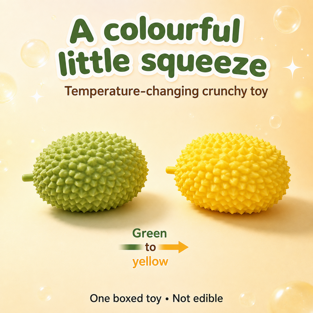 Rounded colour-changing durian crunchy squishy — ad