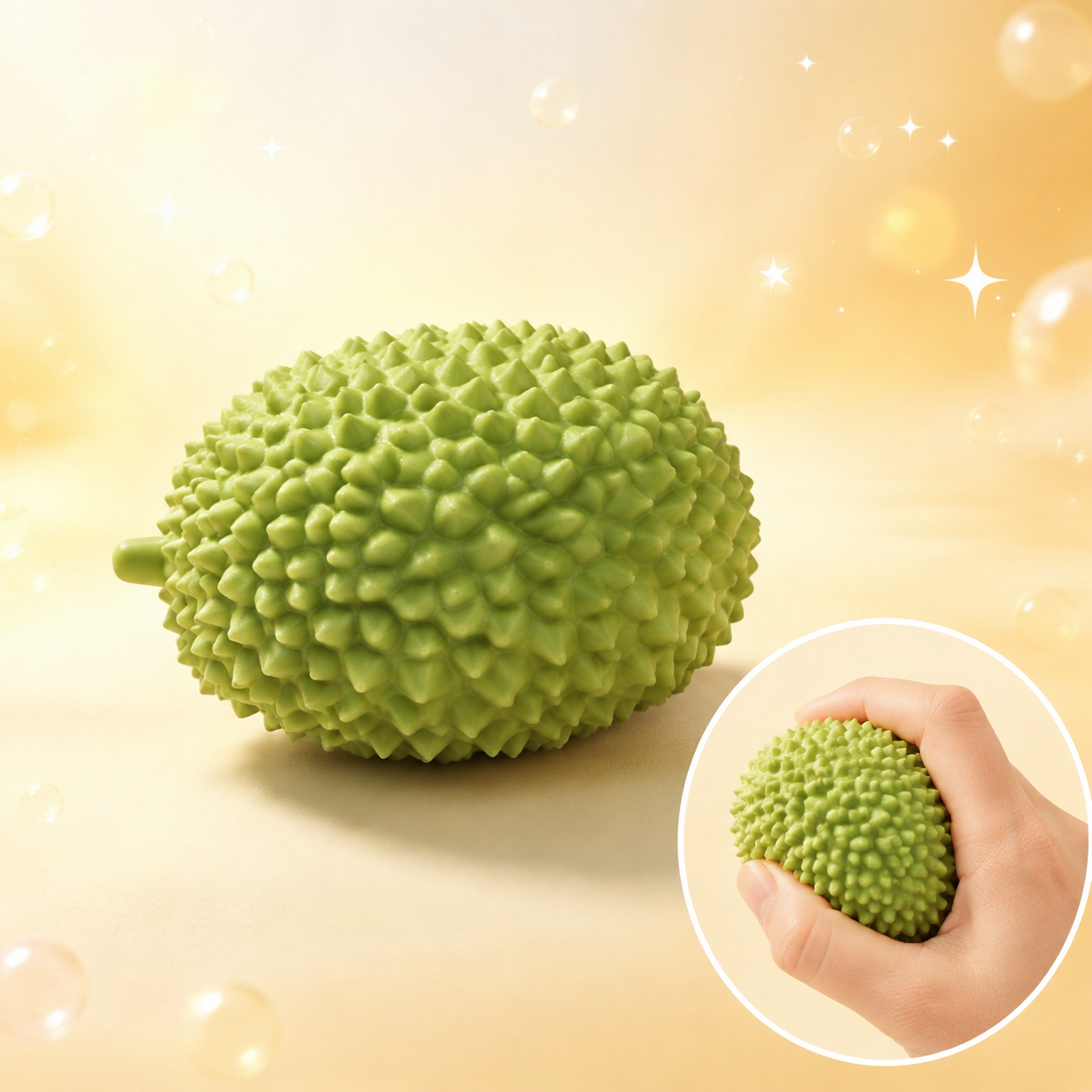 Rounded colour-changing durian crunchy squishy — hero