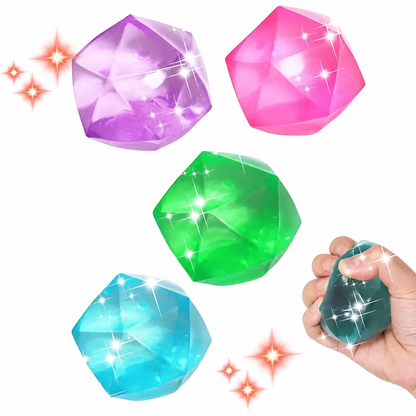 Faceted Gem Gel Squishy – 4 cm - Colourful Faceted Cube
