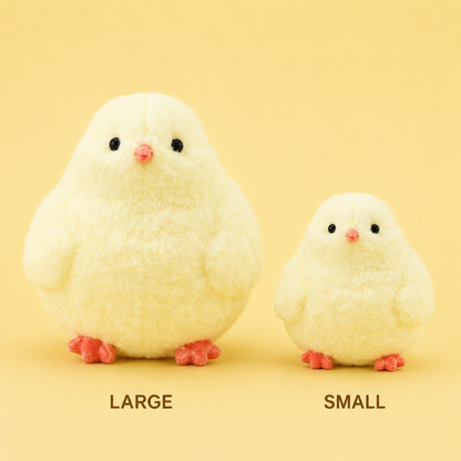 Large and small fluffy chicken squeeze toy sizes