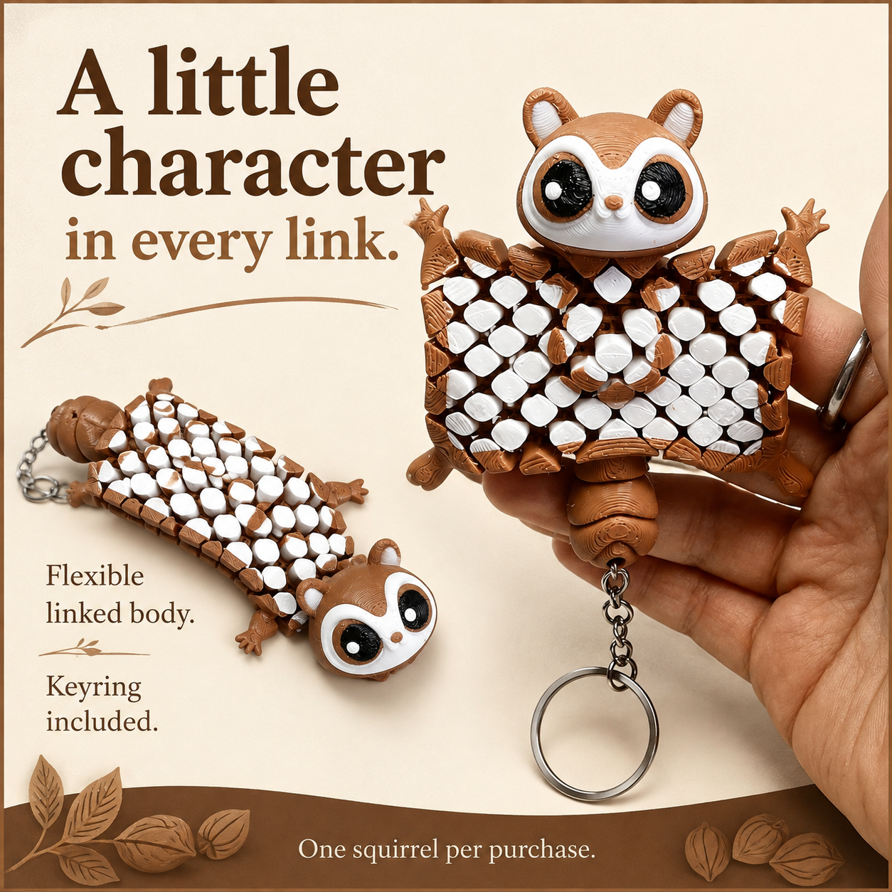 Flying Squirrel Articulated Keychain — advertising_detail