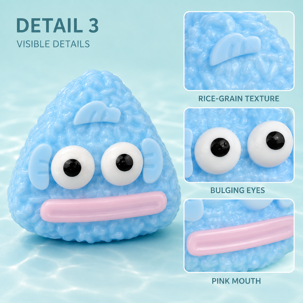 Funny fish rice-grain texture bulging eyes and pink mouth details