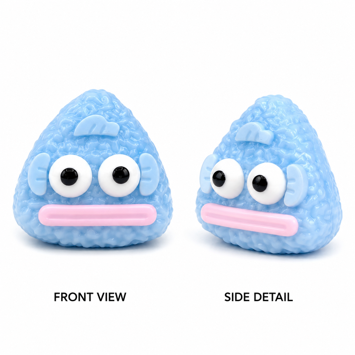 Funny fish rice-ball front view and side detail