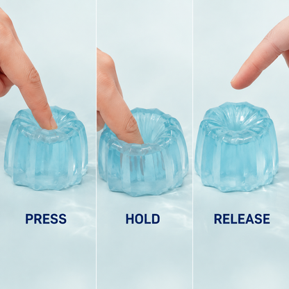 Two-Colour Glacier Canelé Slow-Rise TPR Squeeze Toy — Squeeze action