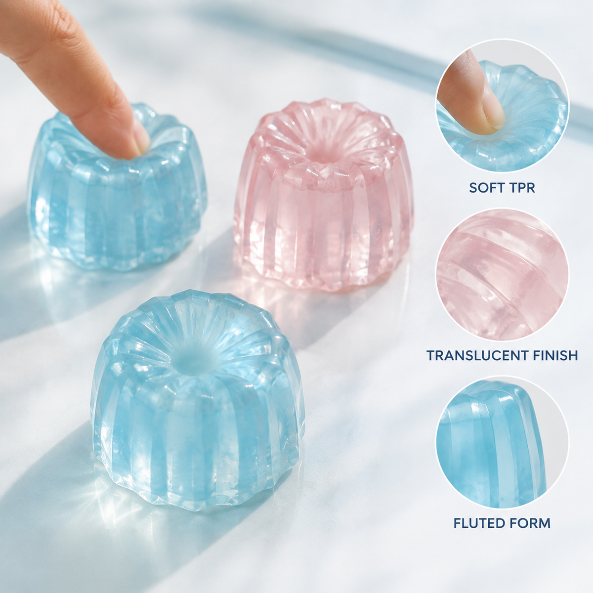 Two-Colour Glacier Canelé Slow-Rise TPR Squeeze Toy — Features