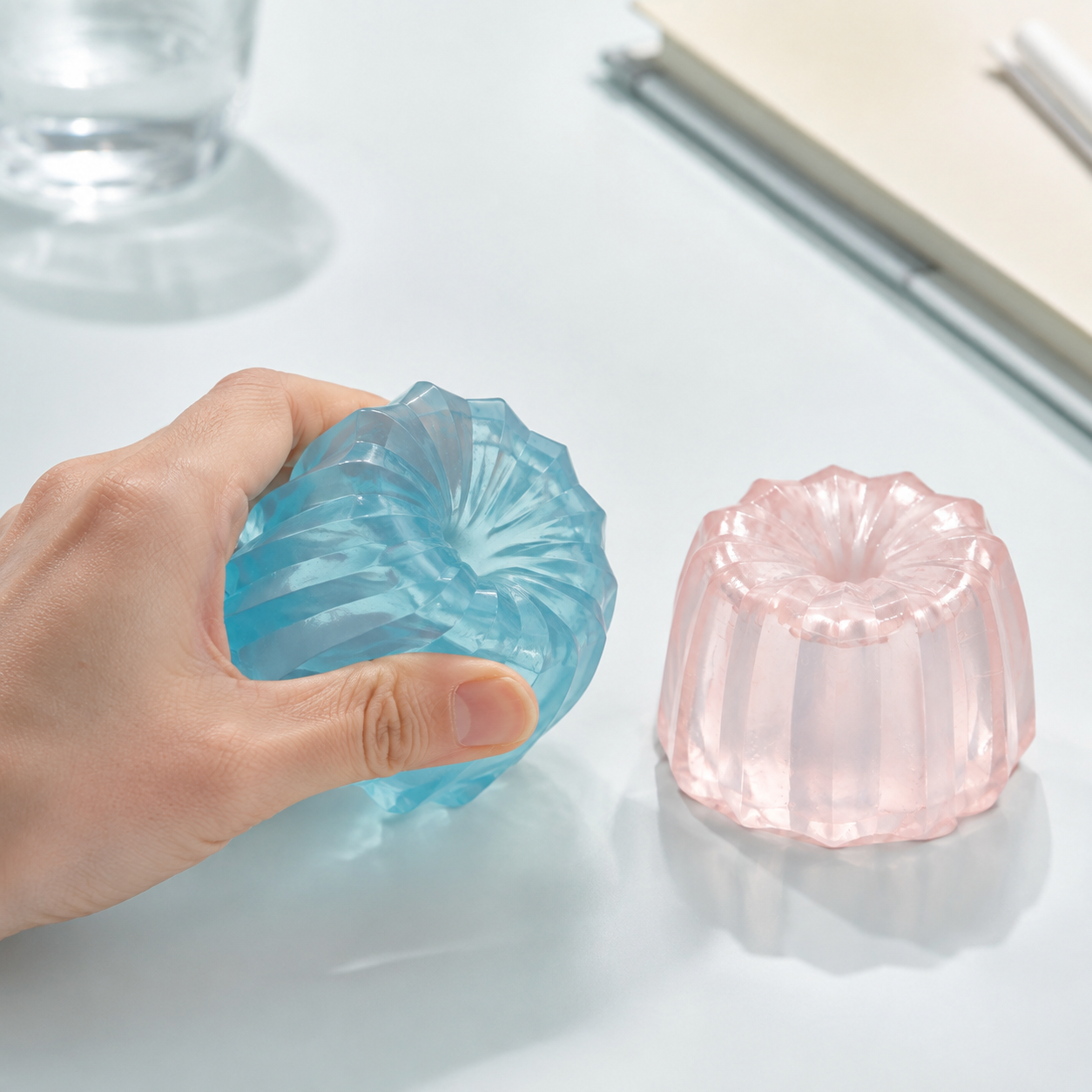 Two-Colour Glacier Canelé Slow-Rise TPR Squeeze Toy — Lifestyle use