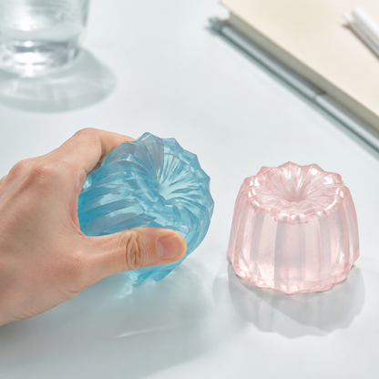 Two-Colour Glacier Canelé Slow-Rise TPR Squeeze Toy — Lifestyle use