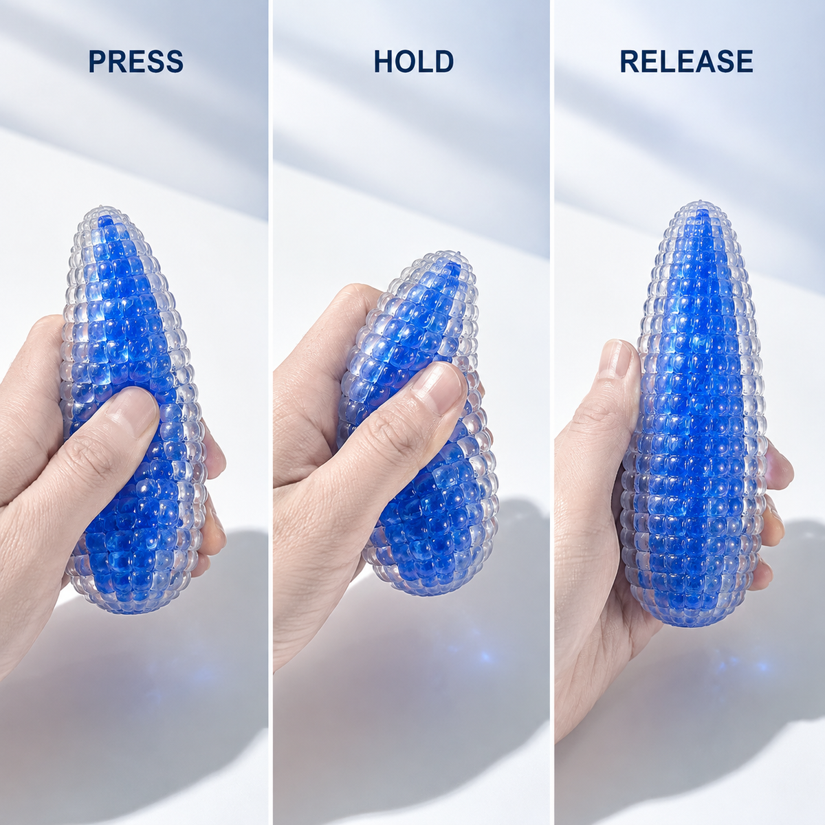 10cm Glass-Effect Corn Moldable Sensory Ball — Squeeze action