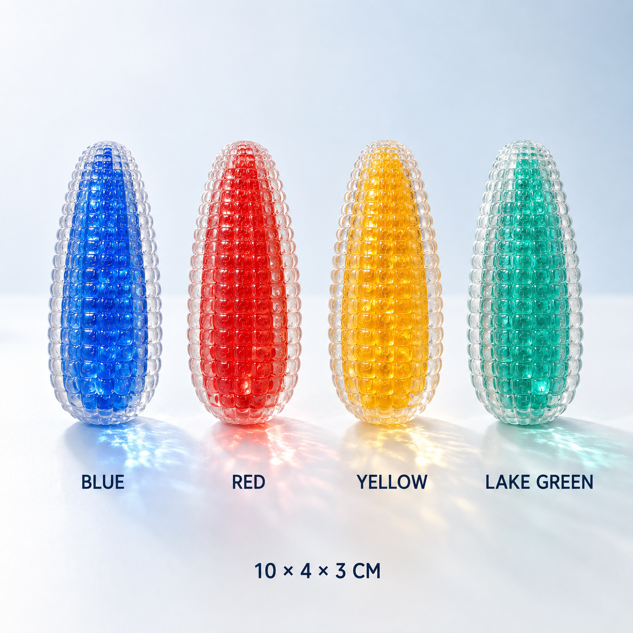 10cm Glass-Effect Corn Moldable Sensory Ball — Variants and size
