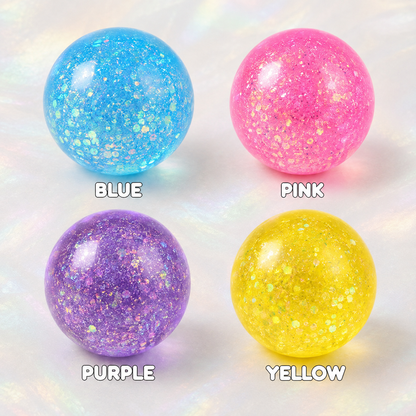 Blue pink purple and yellow glitter ball colors