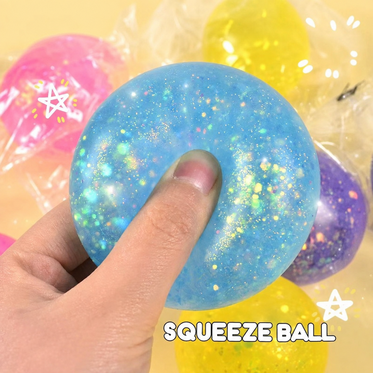 Glitter Ball Gel Squishy – 6 cm - Blue